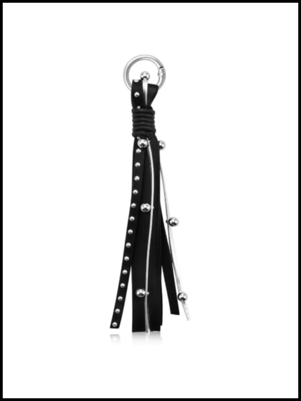 Studded PU Leather Keychain Punk Bag Charm Tassel Purse Accessory Y2K Gothic